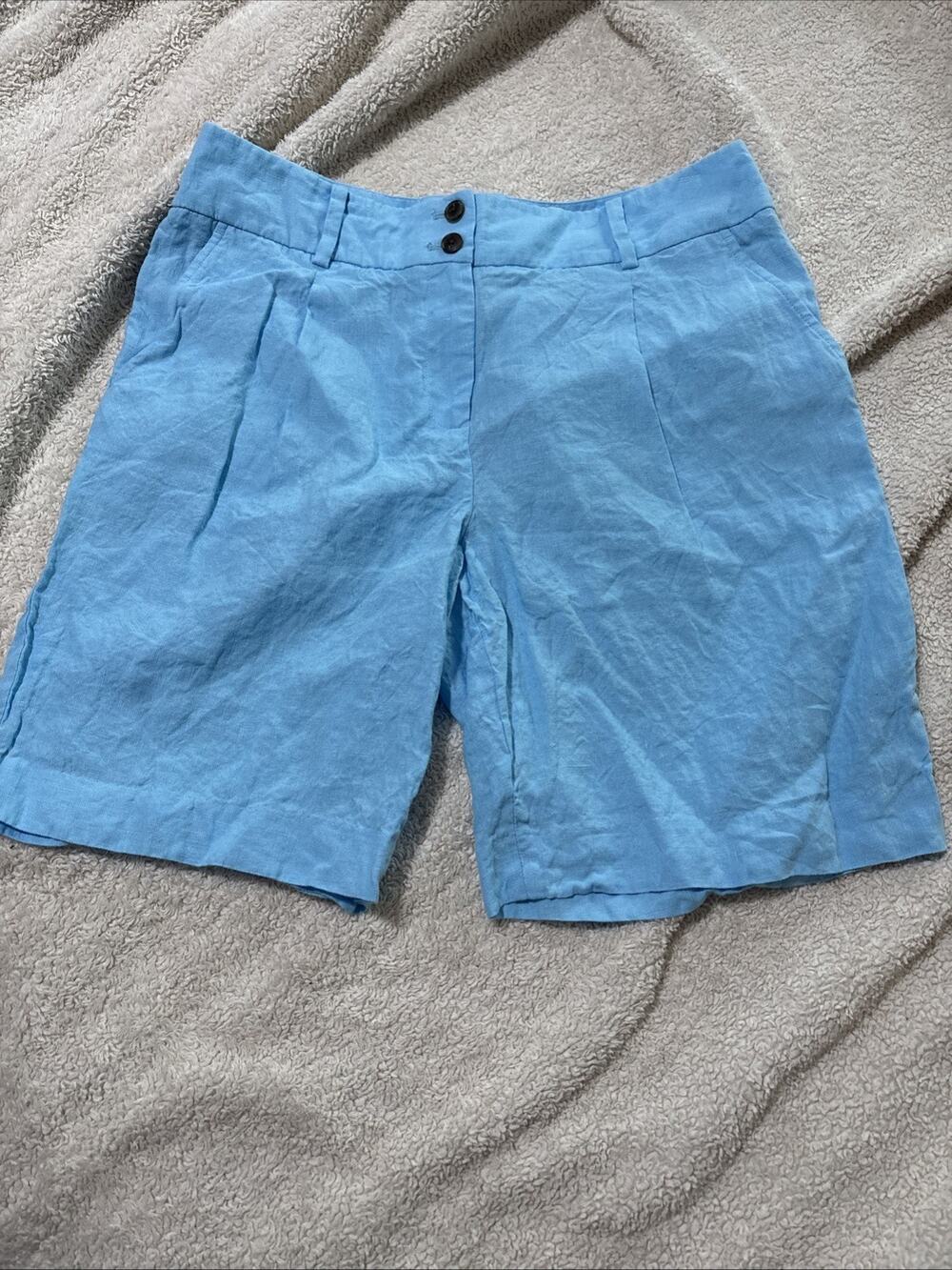 Talbots 10 Pleated Bermuda Linen Shorts, Preppy, Y2K, 90’s, 100% Linen, EUC